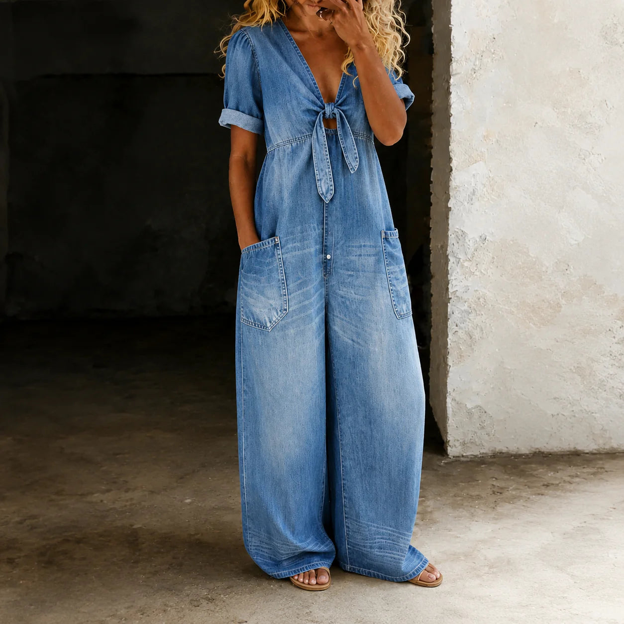 Maya | Salopetă din denim cu croială largă