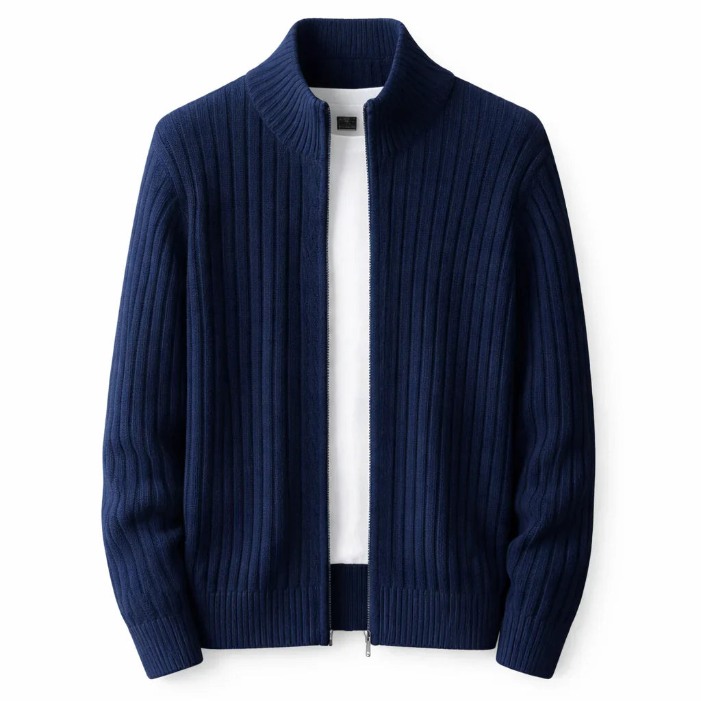 Leo | Pulover ribbat cu fermoar