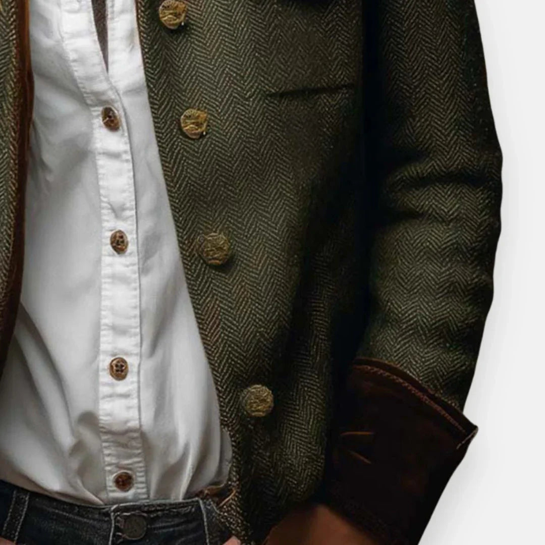Corrie | Palton din tweed cu detalii din catifea