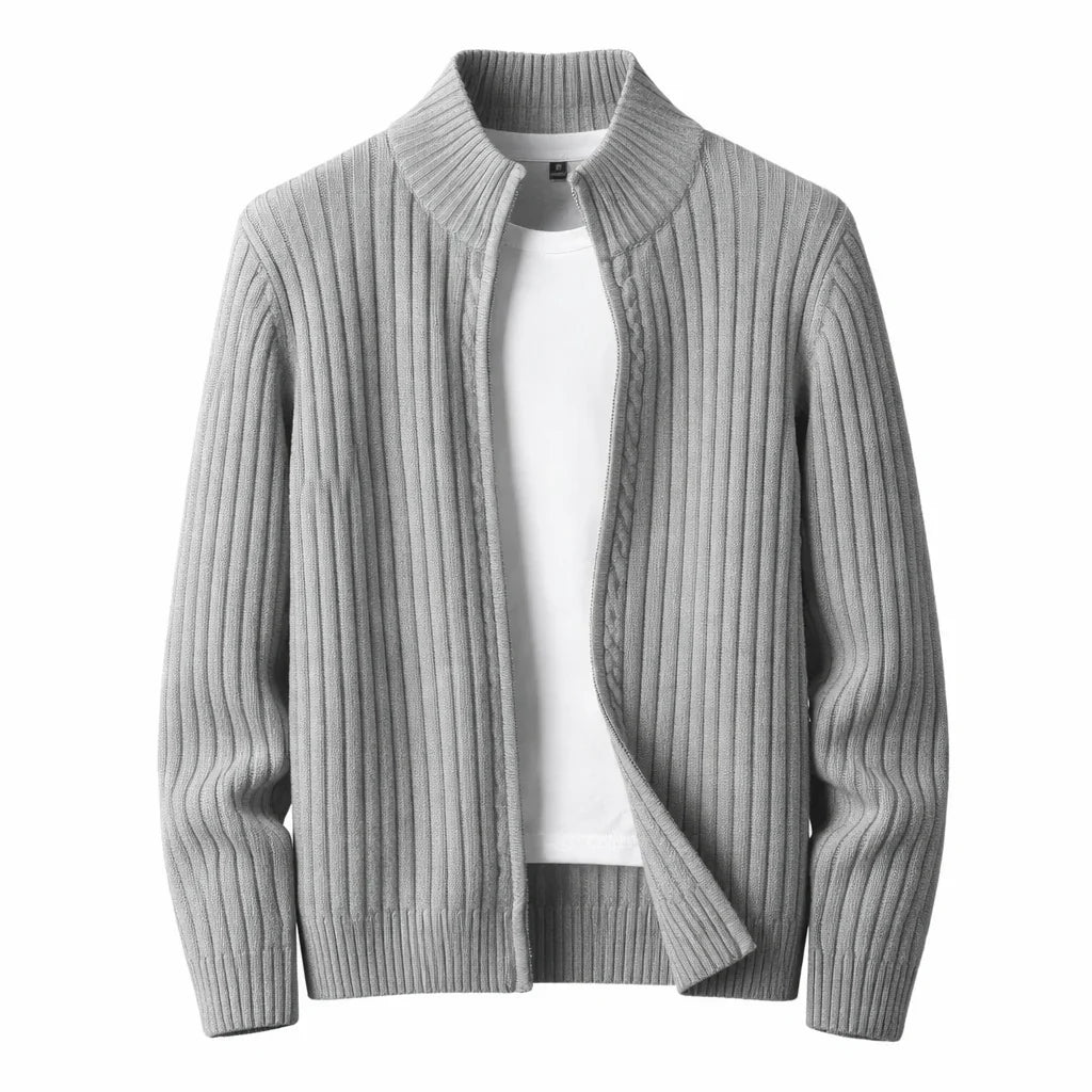 Leo | Pulover ribbat cu fermoar