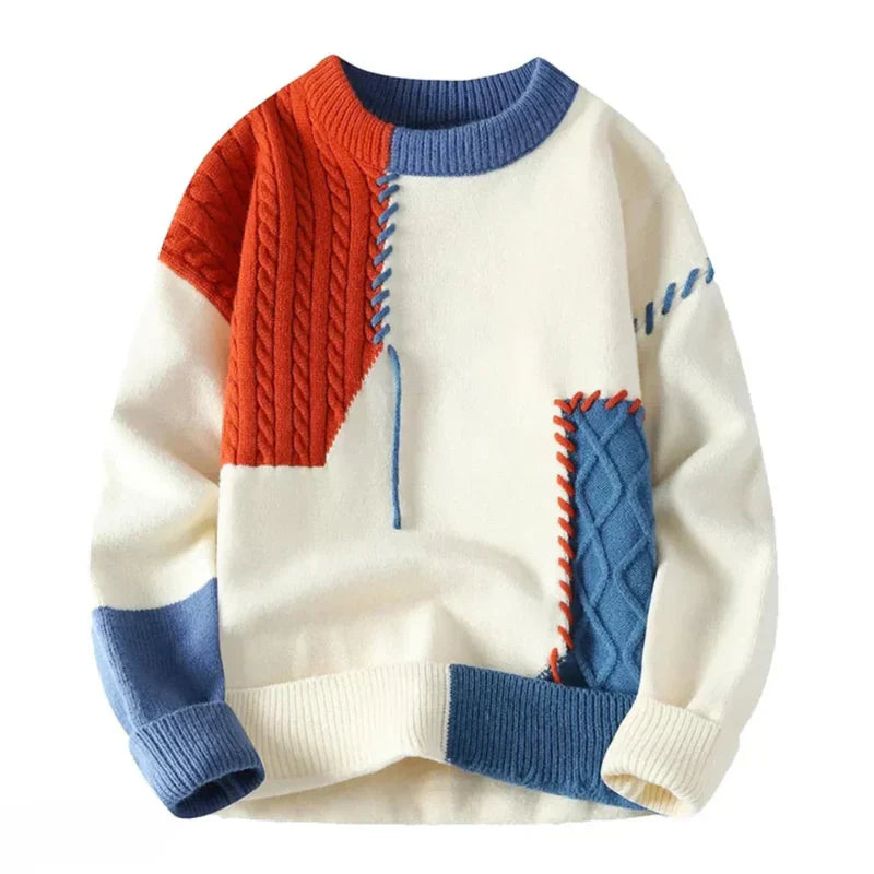 Finley | Pulover tricotat în stil patchwork