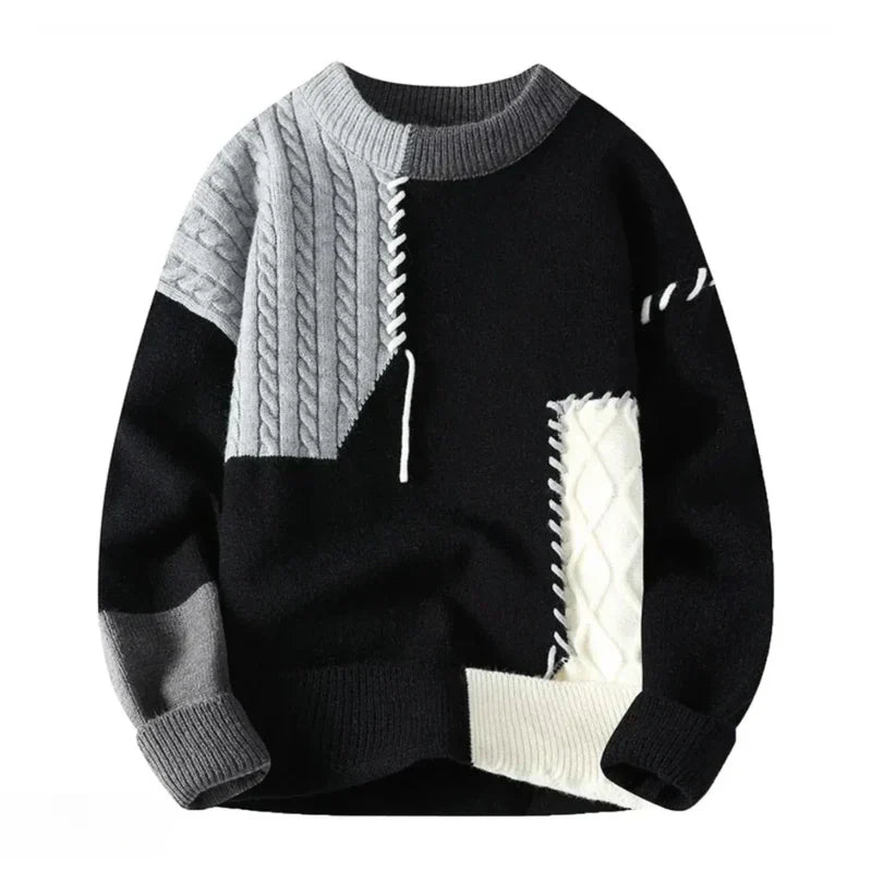 Finley | Pulover tricotat în stil patchwork