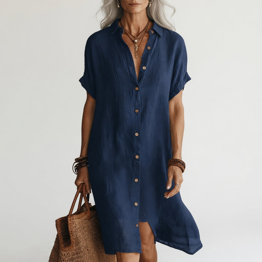 Évanélie | Rochie-cămașă midi premium și respirabilă