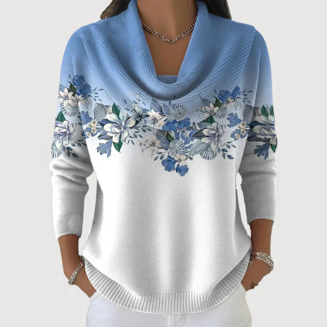 Amore | Pulover floral cu guler moale
