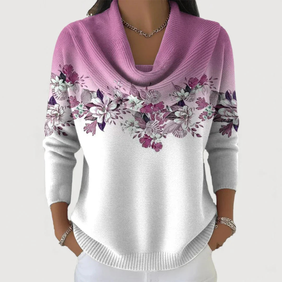 Amore | Pulover floral cu guler moale