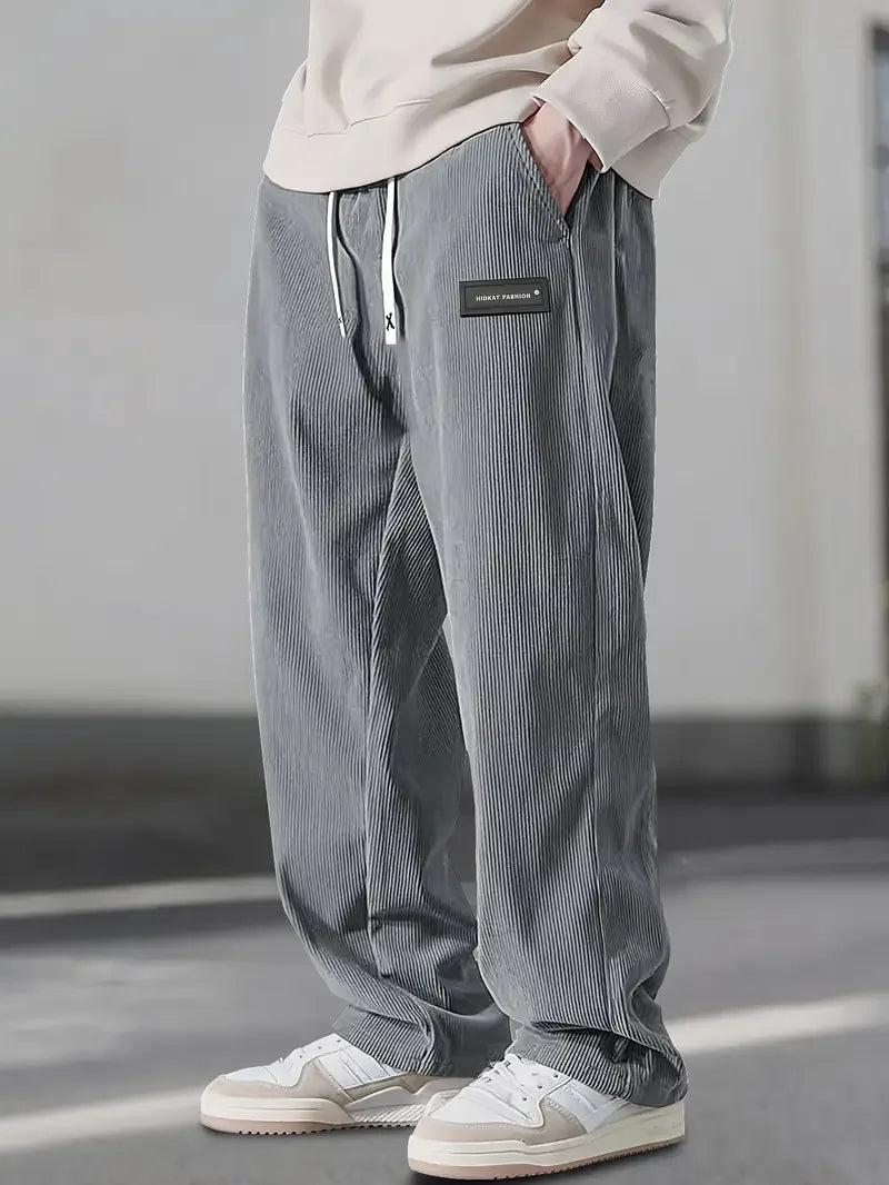 Haven | Pantaloni din catifea reiată croială lejeră