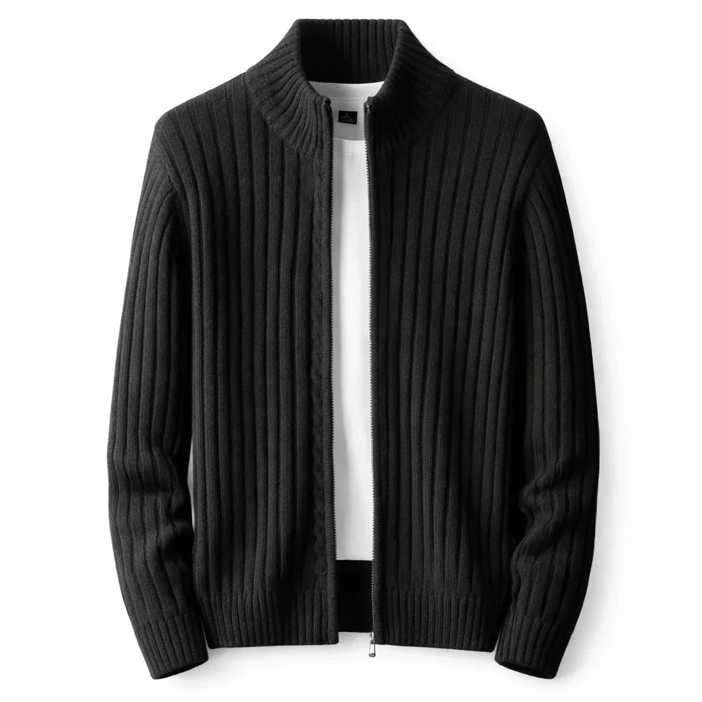 Leo | Pulover ribbat cu fermoar