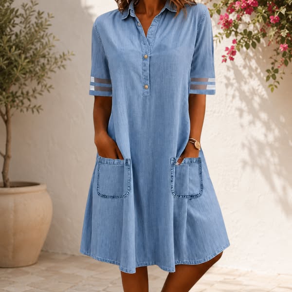 Cristina | Rochie-cămașă din denim