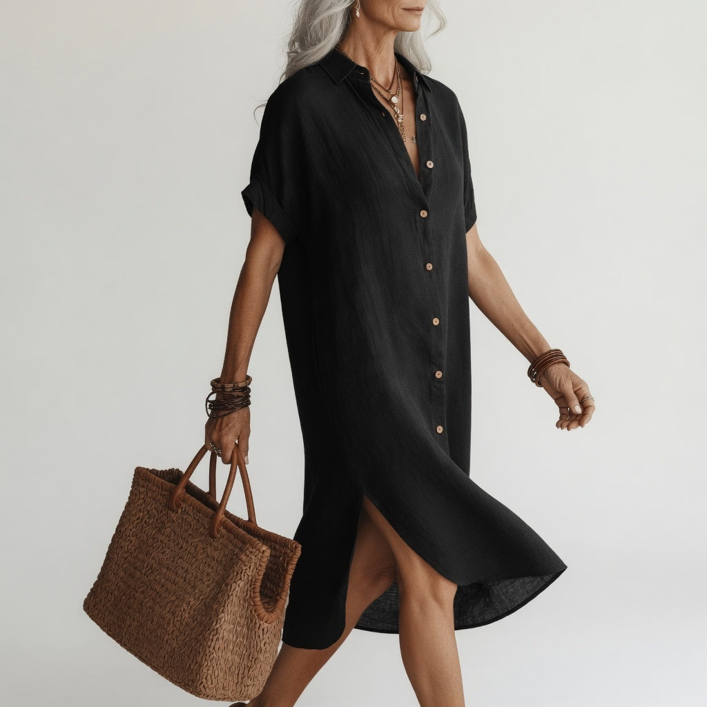 Évanélie | Rochie-cămașă midi premium și respirabilă