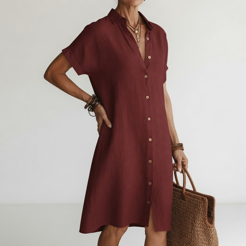 Évanélie | Rochie-cămașă midi premium și respirabilă