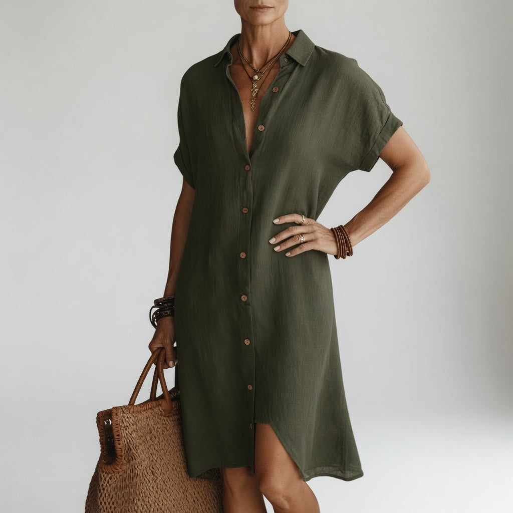 Évanélie | Rochie-cămașă midi premium și respirabilă