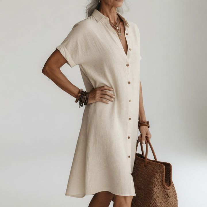 Évanélie | Rochie-cămașă midi premium și respirabilă