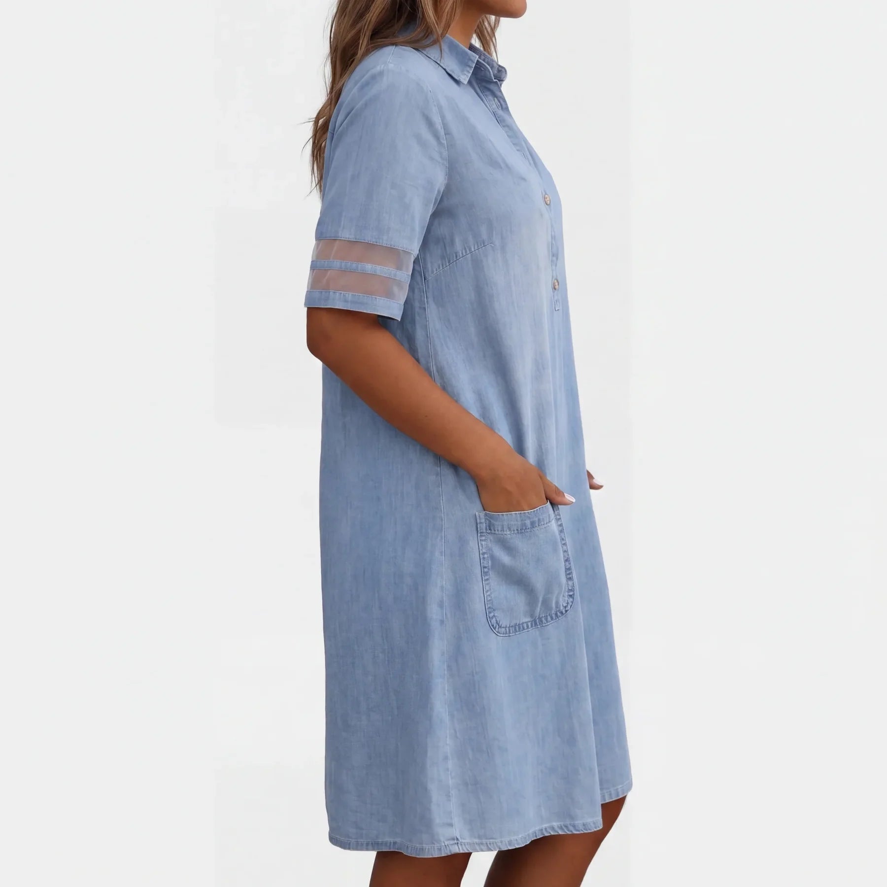 Cristina | Rochie-cămașă din denim